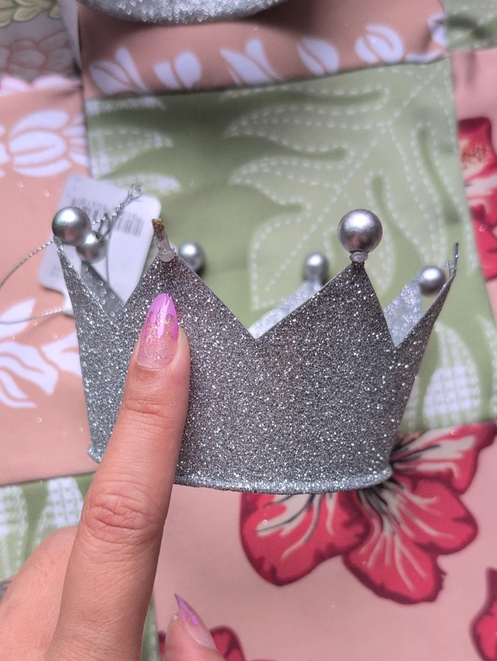Glitter Crown Headbands & Black Velvet Christmas Ornaments Set